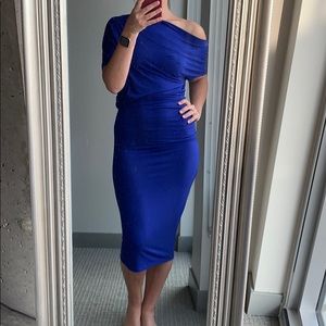 Blue fitted cotton dress